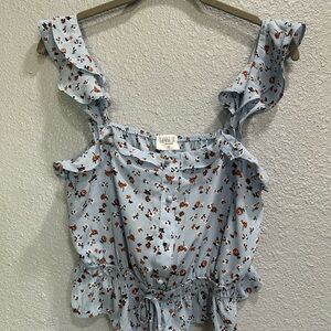 Sienna Sky Sky Blue Floral Ruffle Camisole